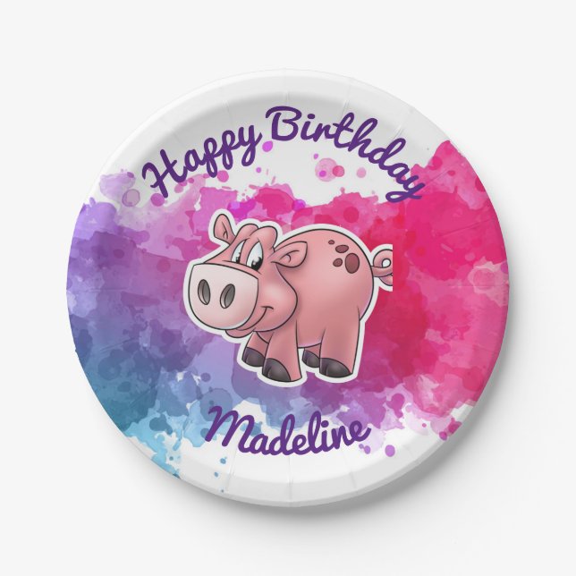 Piggy Birthday Party Plates (Front)