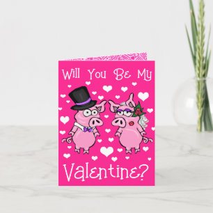 Piggy Bride And Groom Valentines Day Card