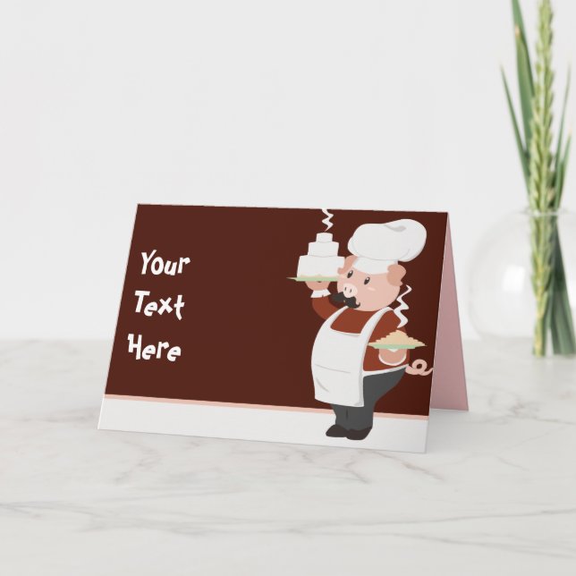 Piggy Chef Greeting Card (Front)