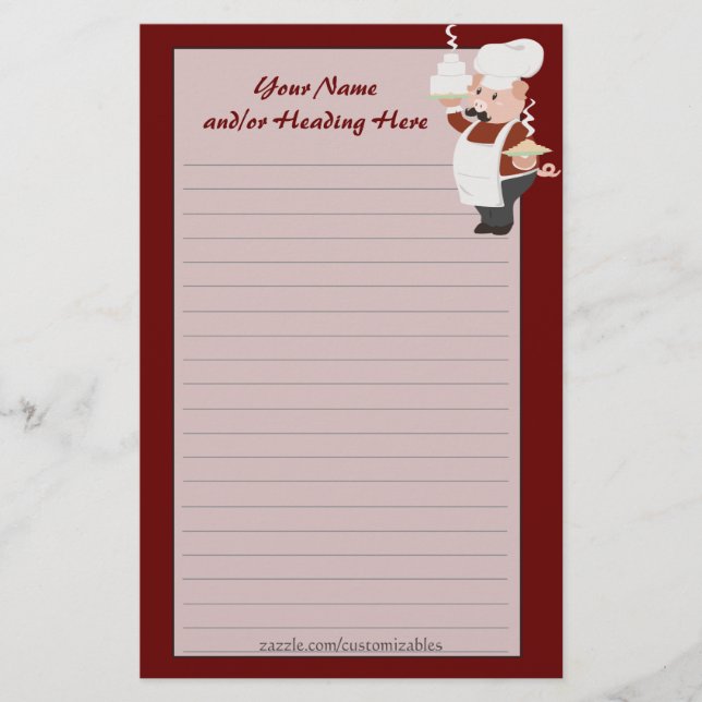 Piggy Chef Stationery (Front)
