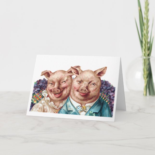 Piggy Couple Greeting Card (Front)