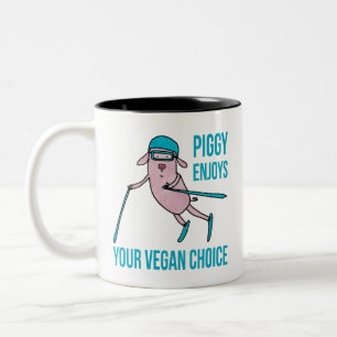 Piggy Enjoys Your Vegan Choice - Two-Tone Coffee Mug