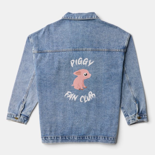 PIGGY FAN CLUB  Pig  Men Woman Teen Girls Kids  Denim Jacket (Back)