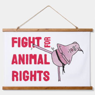 Piggy fights for Animal Rights Hanging Tapestry