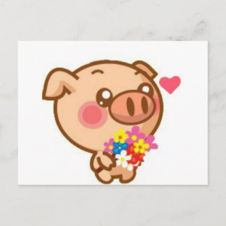 Piggy in Love Postcard