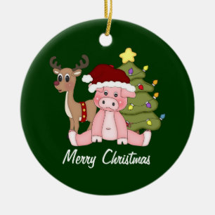 Piggy Merry Christmas Ornament
