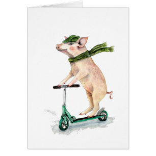 Piggy on a scooter