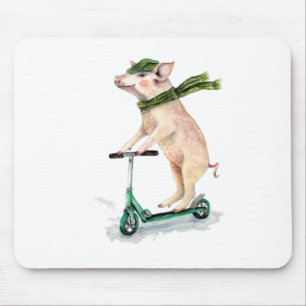 Piggy on a scooter mouse mat