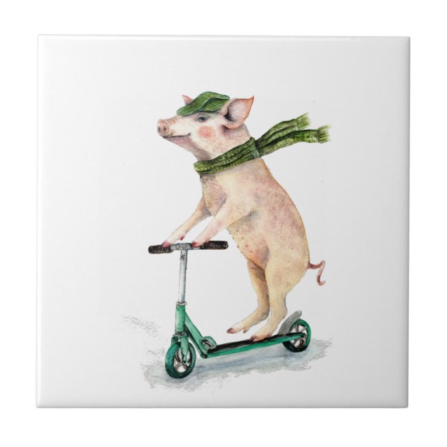 Piggy on a scooter tile (Front)