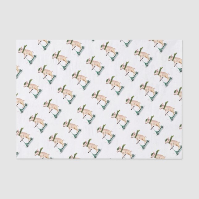 Piggy on a scooter tissue paper (Front)