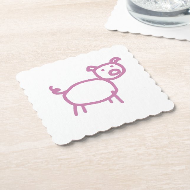 Piggy Paper Coaster (Angled)
