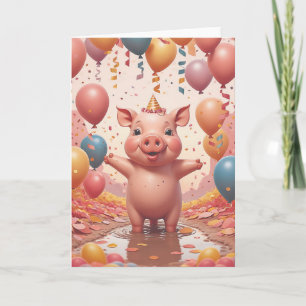 Piggy Party Birthday Delight Card