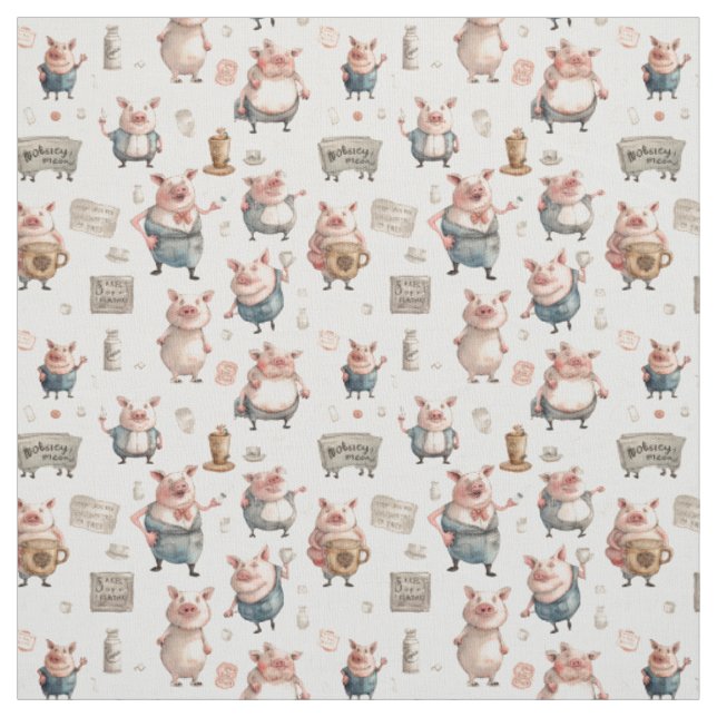 Piggy Perfection: Whimsy Pig Fabric (Swatch)