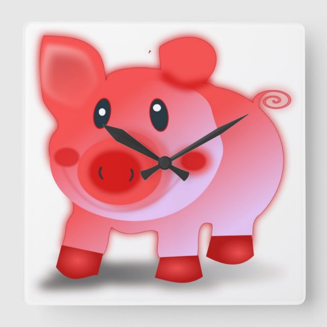 PIGGY PIGLET SQUARE WALL CLOCK (Front)