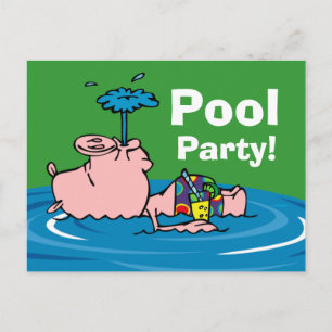 Piggy Pool Party Personalised Postcard