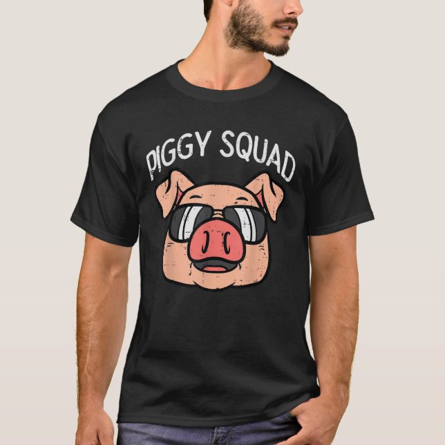 Piggy Squad Funny Pig Farmer Hog Farm Animal Men W T-Shirt (Front)