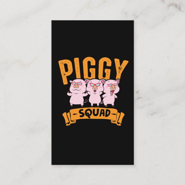 Piggy Squad Hog Piglet Cute Pig Business Card (Front)