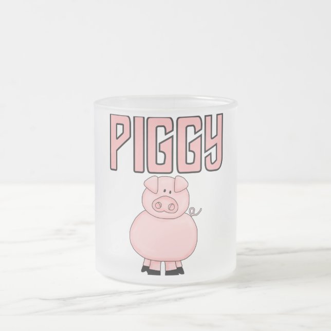 Piggy T-shirts and Gifts Frosted Glass Coffee Mug (Center)