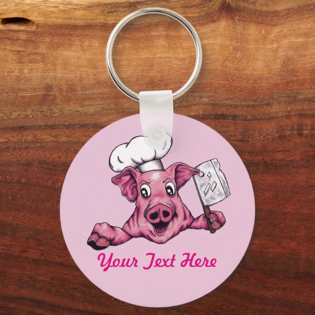 Piggy The Hamicidal Maniac Cartoon Pig Chef Art Key Ring (Front)