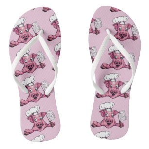 Piggy The Hamicidal Maniac Cheeky Fun Original Art Flip Flops