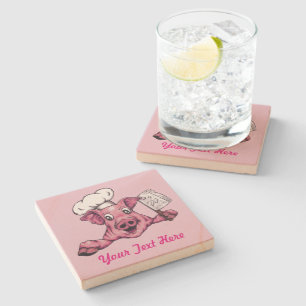 Piggy The Hamicidal Maniac Funny Pig Original Art Stone Coaster