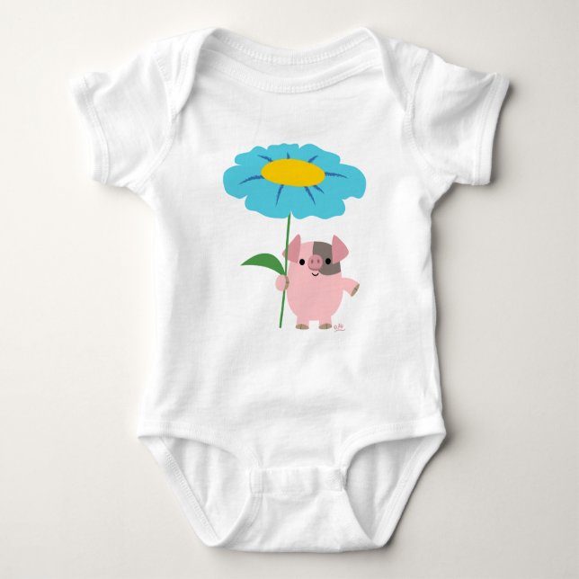 Piggy with a gift (boy) infant creeper (Front)