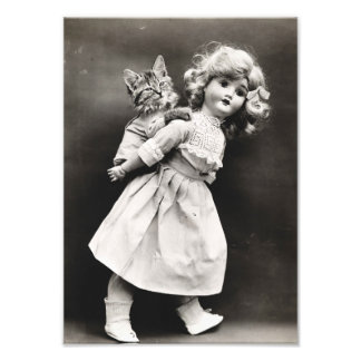 Piggybacking Cat & Doll Photo Print