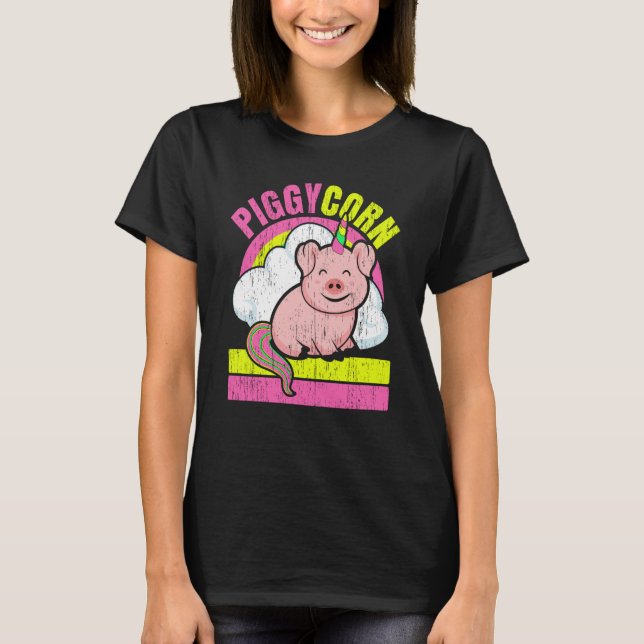 Piggycorn Farm Animal Piggy Farmer Unicorn Pig T-Shirt (Front)