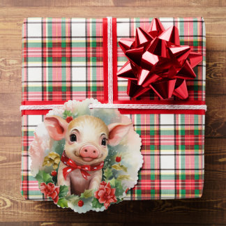 Piglet Baby Pig Gift Tag Christmas Tree Decoration Card