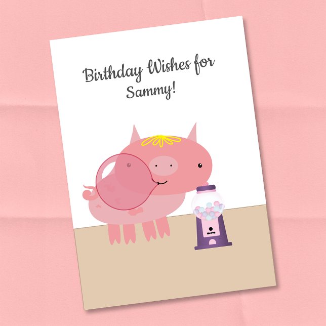 Piglet Bubble Gum Birthday Wishes Card (Creator Uploaded)