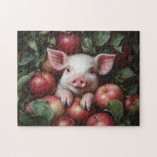 Piglet in a Pile of Apples Jigsaw Puzzle