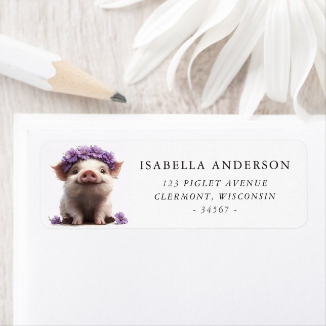 Piglet in a Purple Flower Crown (Insitu)