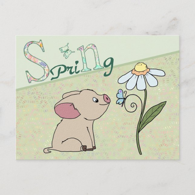 Piglet in Spring Postcard (Front)