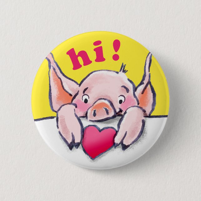 Piglet Peek 6 Cm Round Badge (Front)