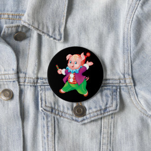 piglet pink cheerful 7.5 cm round badge
