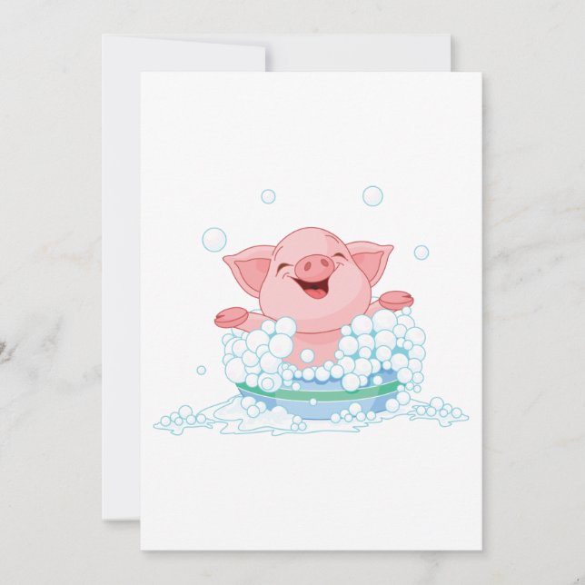 Piglet Taking A Bath Invitations (Front)