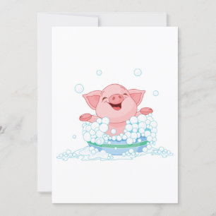 Piglet Taking A Bath Invitations