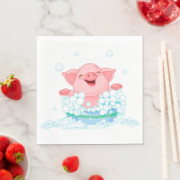 Piglet Taking A Bath Paper Napkins