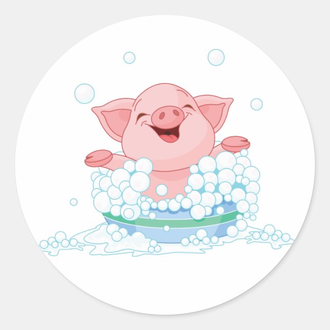 Piglet Taking A Bath Stickers (Front)