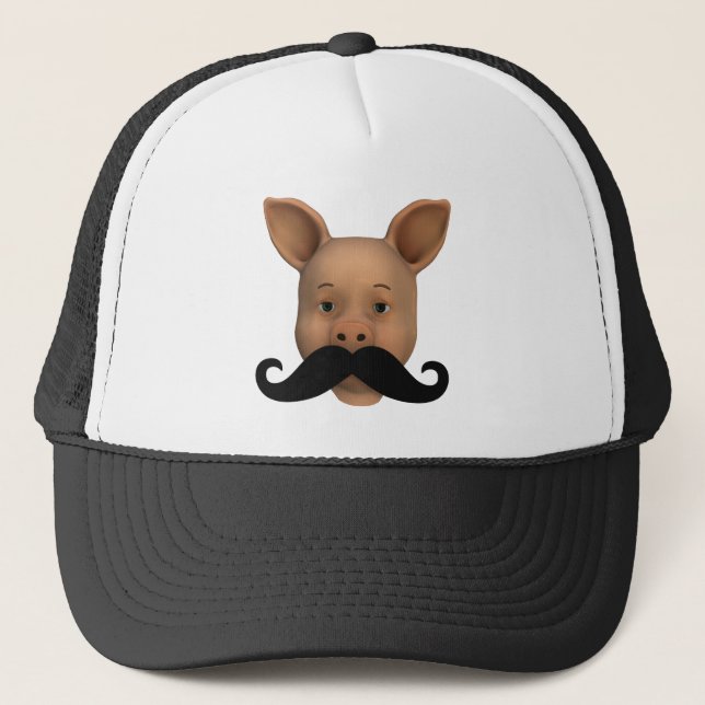 Piglet With Moustache Trucker Hat (Front)