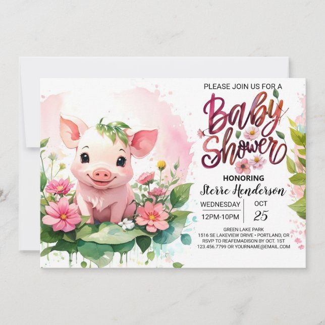 Piglet's Farmyard Paradise Baby Shower Invitation (Front)