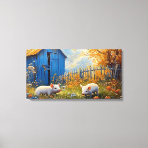 Piglets on the Farm Canvas Print