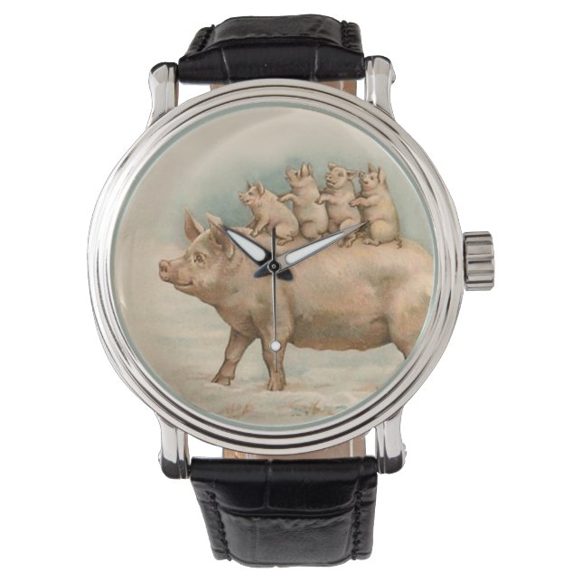 Piglets Take a Ride - Fun Vintage Watch (Front)