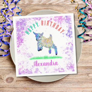Pigmy Goat Personalized Girls Birthday Party Napkin