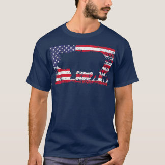 Pigs 4th Of July Usa Flag Us America 4976  T-Shirt
