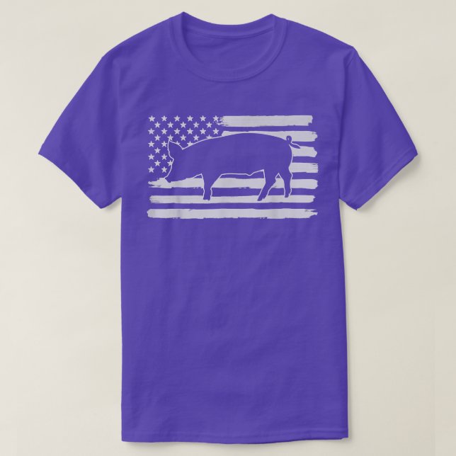 Pigs 4th Of July USA Flag US America Premium  T-Shirt (Design Front)