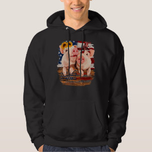 Pigs  American Flag Farm Animals Patriotic 4th Of  Hoodie