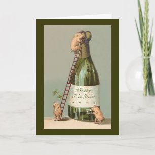Pigs and Champagne; Cute 2021 New Year's Card