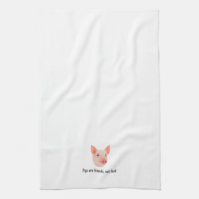 Pigs are friends, not food design tea towel (Vertical)
