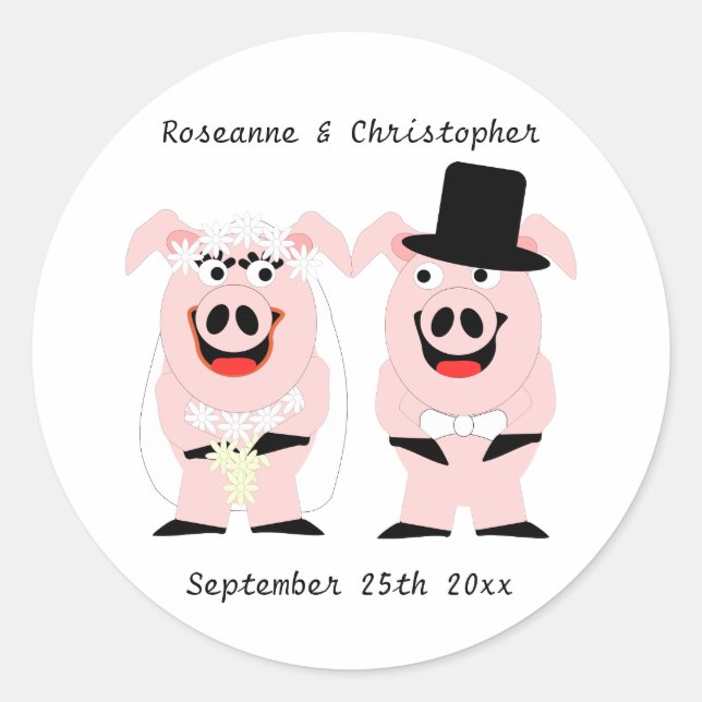 Pigs Bride And Groom Sticker (Front)